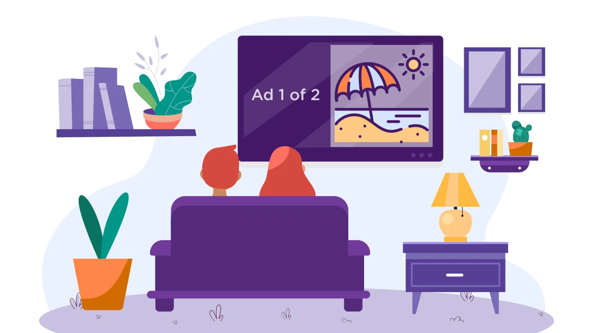 Couple watching ads on Roku TV