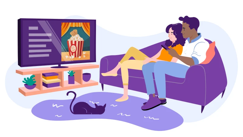 Couple streaming on Roku TV.